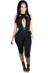 Sexy Black Variety Strap Wrap Cropped Jumpsuit